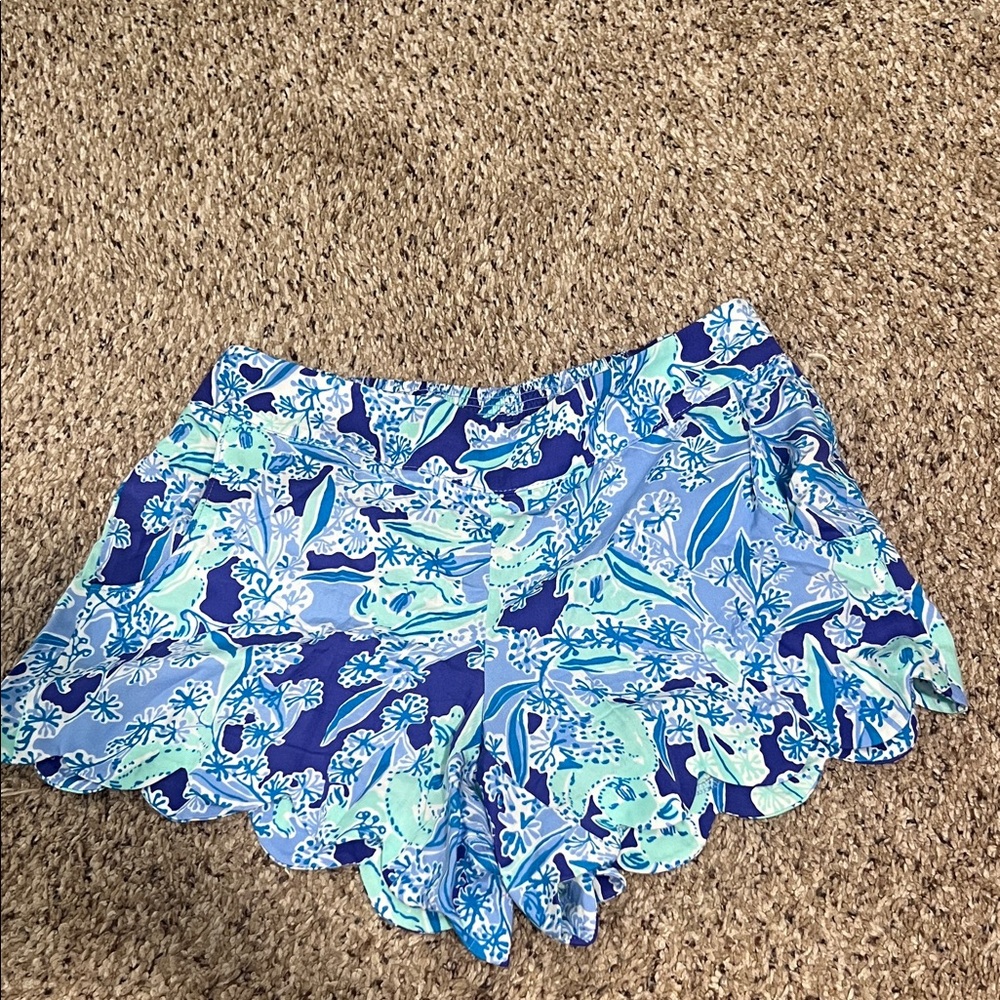 Lilly Pulitzer Blue and Green Floral Shorts